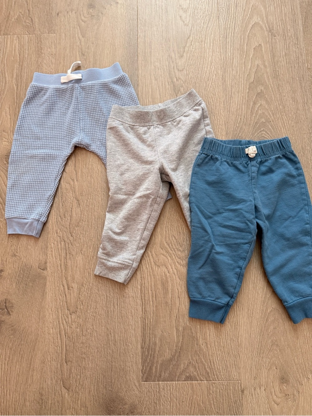 3-Pack Baby Boys Cotton Jogger Pants - Blue, Light Blue, Gray